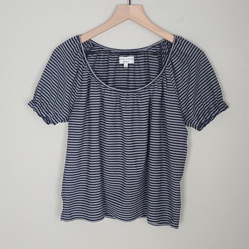 Madewell Texture And Thread Striped Peasant Top - image 2